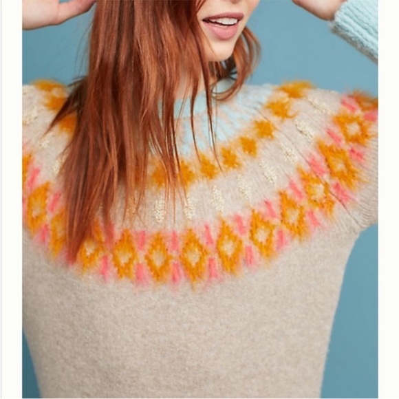 Anthropologie Sleeping on Snow Women's Cordelia Fairisle tunic sweater Small - Picture 2 of 5